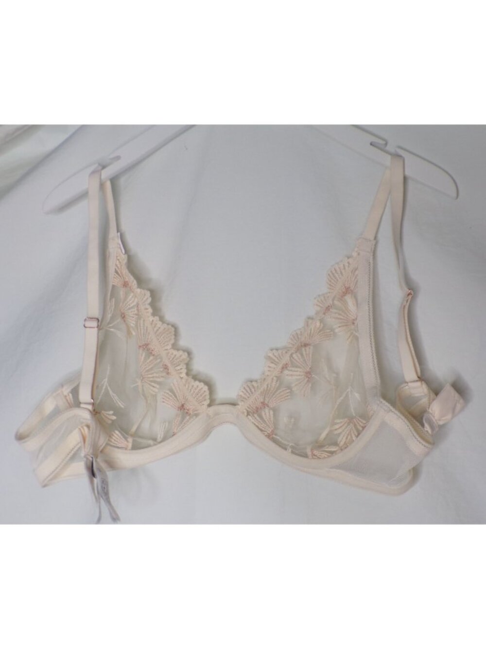 🆕ETAM Sheer Mesh Palmes Triangle Bralette Bra 36C Cream Gold - Picture 8 of 8